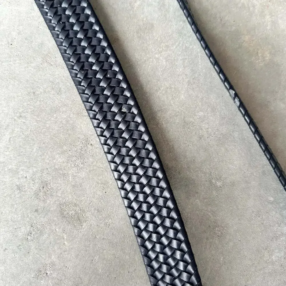 Torino Leather Co. Woven Braided Leather Belt Navy Blue Size 42